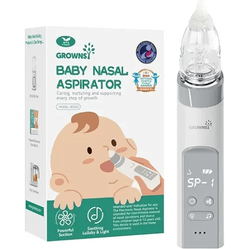 GROWNSY Nasal Aspirator for Baby, Electric Baby Nose Sucker with Larger Suction Chamber and More Powerful Suction, Automatic Nose Cleaner with Music and Light Soothing Function