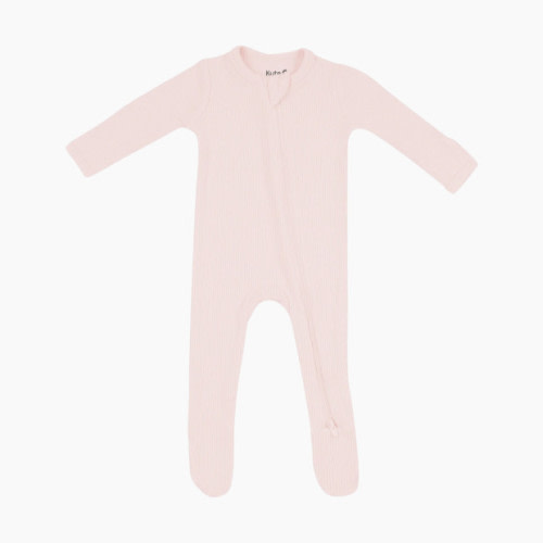 Ribbed Zipper Footie - Blush - Newborn