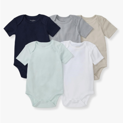 Burt's Bees Baby Bodysuits, Short Sleeve and Long Sleeve One-Pieces, 100% Organic Cotton, Pack of 5