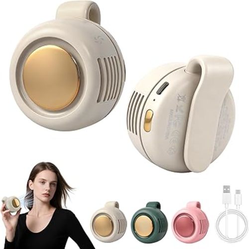 Timeno Portable Clip-On Bladeless Fan, Mini USB Rechargeable 360° Rotatable Fan, 3-Speed Silent Personal Cooling Fan for Outdoor Travel Office (White)