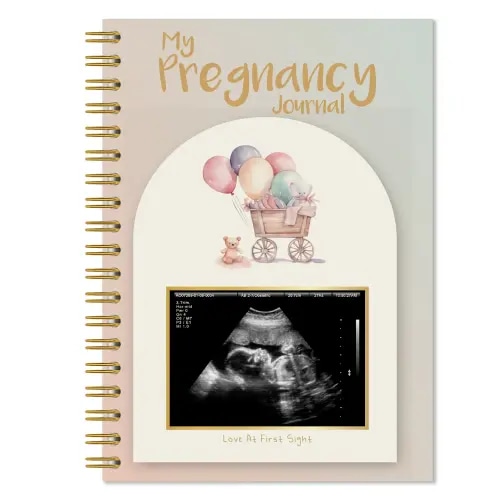 82-Page Pregnancy Journal Memory Book, Memory Record, Pregnancy Announcement, Pregnancy Book Gift for New Moms with Sonogram Photo Pages and Third Trimester Milestone Tracker, Thoughtful Layout, Elegant Appearance, Reflections, Insights, Motherhood, Diary
