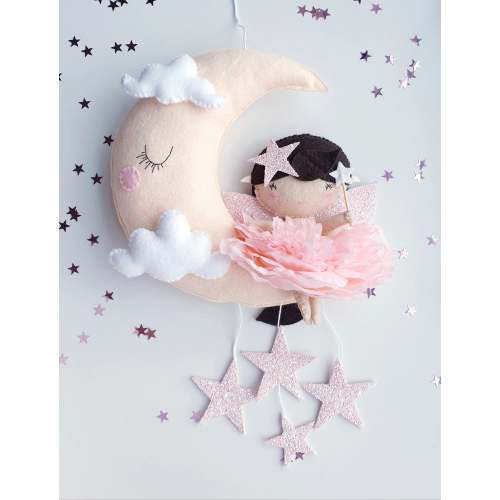 Felt Fairy Moon Wall Hanging: Nursery Kids Room Decor