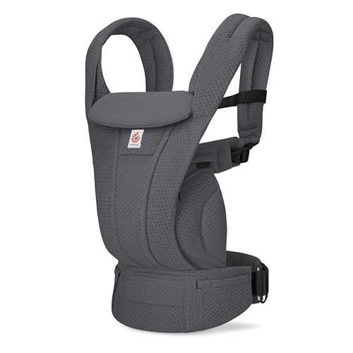 Ergobaby Omni Deluxe Baby Carrier for Newborn to Toddlers 0-48 Months (7-45 lbs) - 4-Position Breathable Mesh Baby Carrier with Ergonomic Support, Storage Pockets, and Sun Hood - Graphite Grey