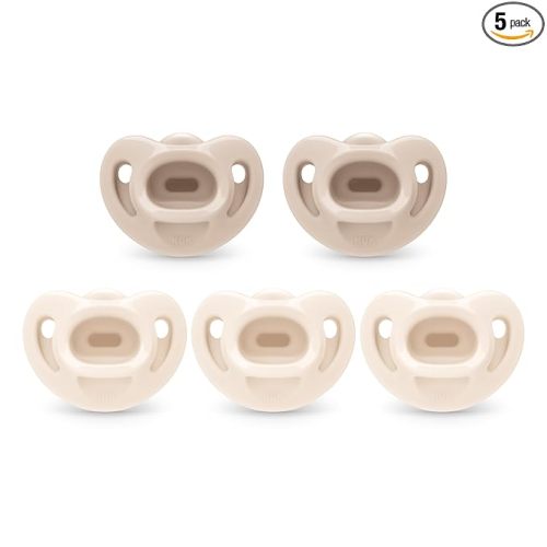 NUK 100% Silicone Comfy Orthodontic Pacifiers, 0-6 Months, Neutral Fashion, Timeless Collection, 5 Count