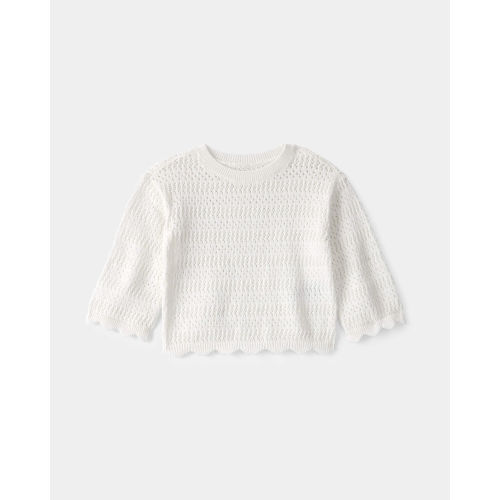 Baby Girl Scalloped Sweater - Ivory - OshKosh B'gosh | Carter's