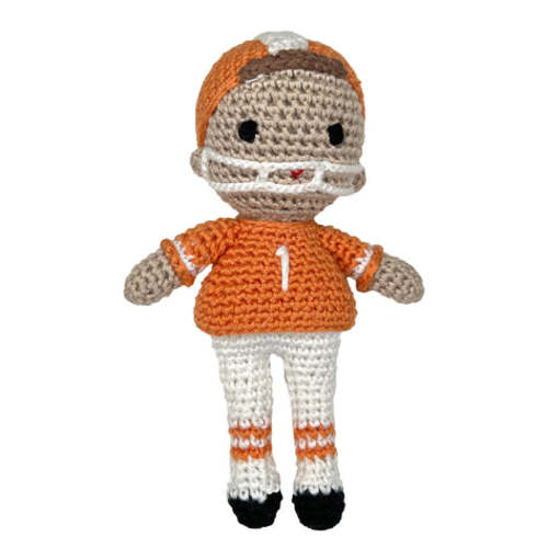 Zubels Orange & White Knit 7" Football Player Rattle Doll – Little Josie's
