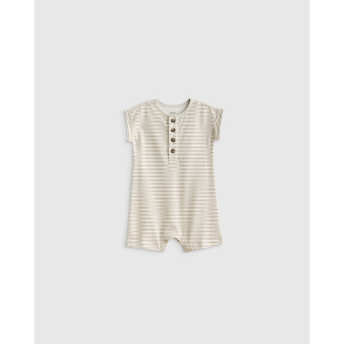 100% Organic Cotton Romper  in Dove Stripe
