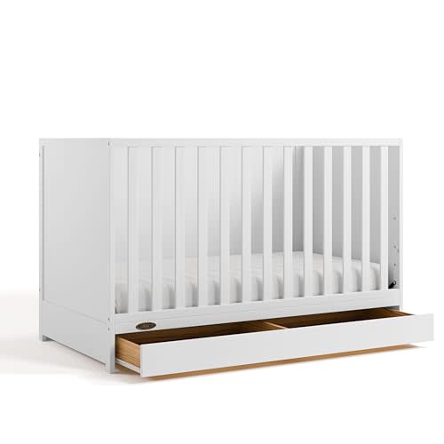 Graco Theo 3-in-1 Convertible Crib with Storage Drawer – GREENGUARD Gold Certified Baby Crib Crafted from Wood, Converts to Toddler Bed, Daybed, and Full-Size Bed (White)