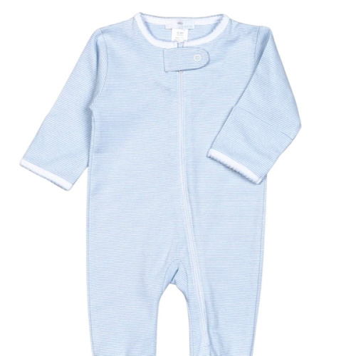 Blue Stripes Zipper Footie