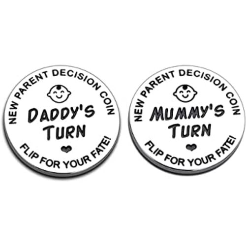 New Dad Mom Gifts Funny Decision Making Coin, New Baby Gift for Parent Mummy Daddy Pregnancy Women First Time to be Moms Dads Mother's Day Father's Day Gifts Double Sided