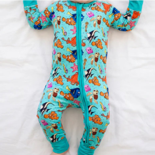 Marine Animals Bamboo Zipper Romper Pajamas – MIOZING
