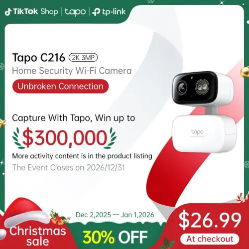 TP-Link & Tapo C216 Pan/Tilt Indoor/Outdoor Security Camera 2K - TikTok Shop