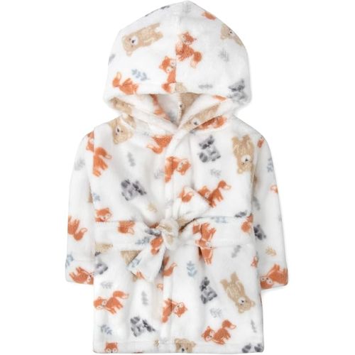 Baby and Infant Bath Robe with Hood and Baby Beach Cover Up for Boys and Girls 0-9 Months (Forest Friends)