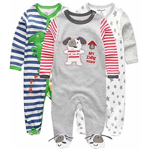 Kiddiezoom Baby and Toddler Boys'Snug Fit Footed One-Piece Romper Jumpsuit Cotton Cotton Footed Outfit