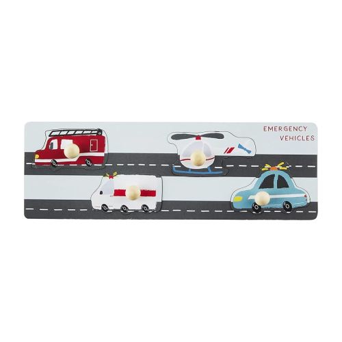 Mud Pie Children's Transportation Knob Puzzle, Emergency Vehicles