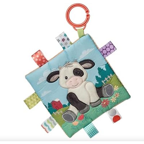 Taggies Crinkle Me Toy with Baby Paper & Squeaker with Sensory Tags, 6 x 6-inches, Buttercup Cow
