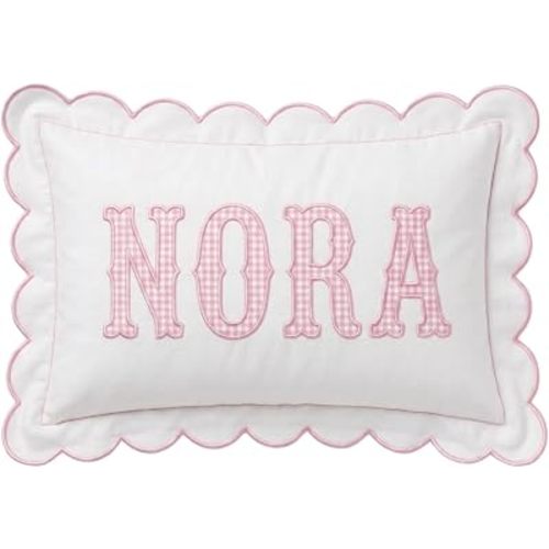 Personalized Embroidered Pillowcase - Custom Monogrammed Pillow Cover with Scalloped Edge, Ruffle Trim for Nursery Decor, New Home, Housewarming - New Mom, Toddler, Baby Gift Ideas (14)