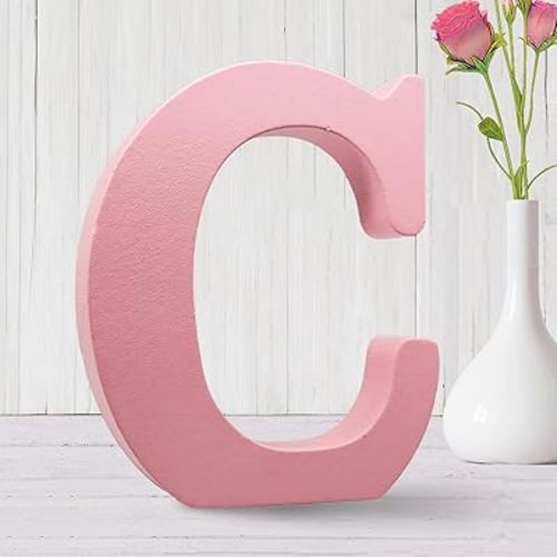 AOCEAN 6 Inch Pink Wood Letters Unfinished Wooden Letters for Wall MAGA Decorative Standing Letters Slices Sign Board for Crafts Christmas Decoration Home Party Projects (C)