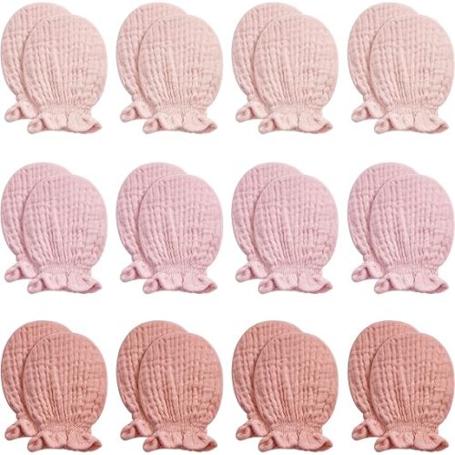 Pro Goleem Muslin Baby Mittens for Newborn, 100% Cotton No Scratch Soft Breathable Gloves for Boys and Girls 0-6 months
