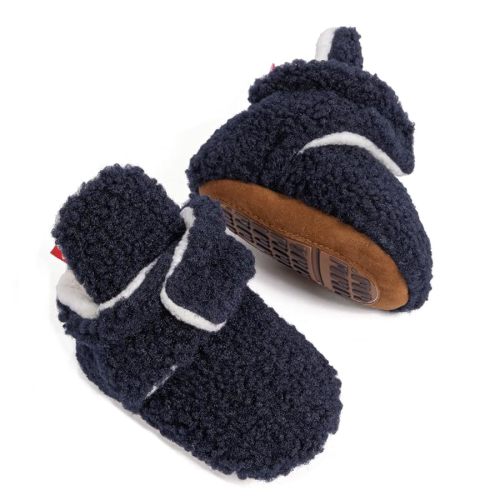 HsdsBebe Unisex Newborn Baby Cotton Booties Non-Slip Sole for Toddler Boys Girls Infant Winter Warm Fleece Cozy Socks Shoes