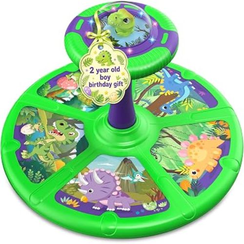 Flooyes Dinosaur Sit and Spin Toy for Toddlers 2-4,18.9" Large Base