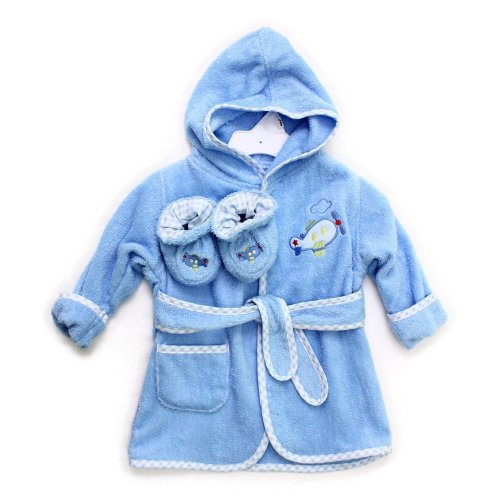 Spasilk Terry Bathrobe with Booties, Pink Fish