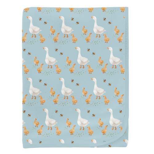 Print Swaddling Blanket in Spring Sky Feeding Ducks