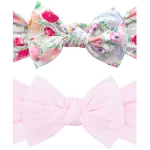 Baby Bling 2PK PRINT SOLID KNOTS: meadow + pink