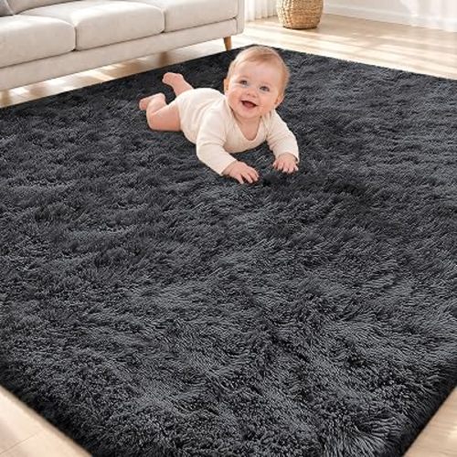 Smiry Area Rugs for Living Room Bedroom 4x5.9 ft, Fluffy Washable Carpet