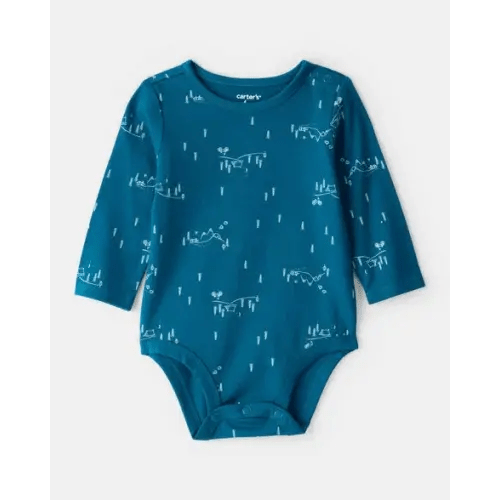 Baby Boy Woodland Long-Sleeve Graphic Bodysuit - Blue | Carter's