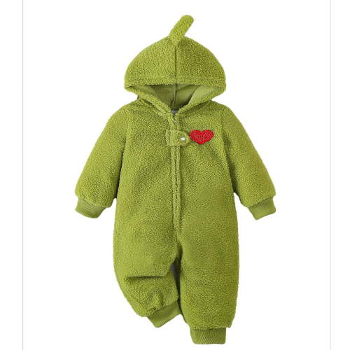 Infant Baby Fleece Jumpsuit Winter Warm Plush Comfort Long Sleeve Rompers Animal Onesies Cute Hooded Newborn Clothes, Green, 3 Months