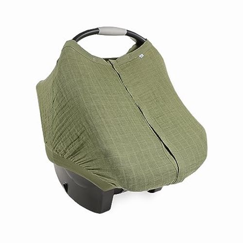 Little Unicorn Baby Car Seat Canopy | Soft & Breathable Muslin Fabric | Magnetic Closure Cover & Universal Fit | for Protection & Privacy | Nursing Cover (Fern)