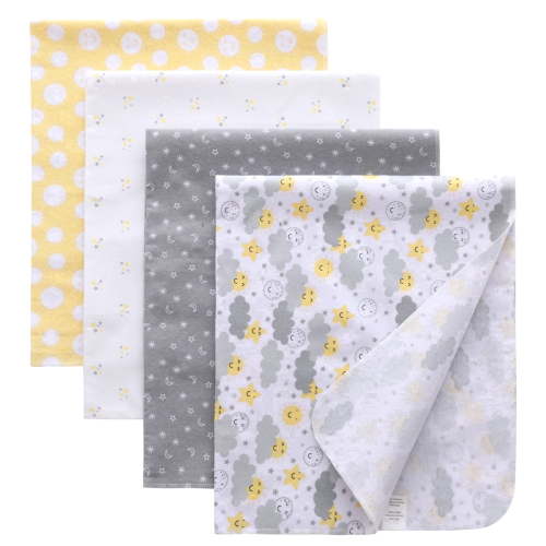 Gina Era Flannel Receiving Blankets, Baby Swaddle Blankets 100% Cotton 4 Pcs One Size 30 X 30 Inch for Baby Boy or Baby Girl (Style8)