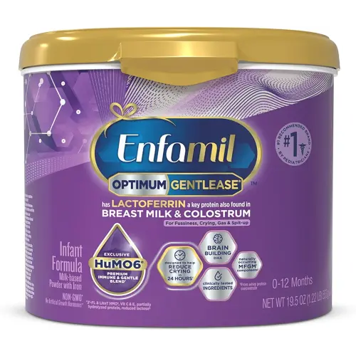 Enfamil Optimum (Enspire) Gentlease, Our Closest Formula to Breast Milk, Immune-Supporting Lactoferrin and Brain-Supporting DHA Baby Formula - Powder 19.5 Oz Tub
