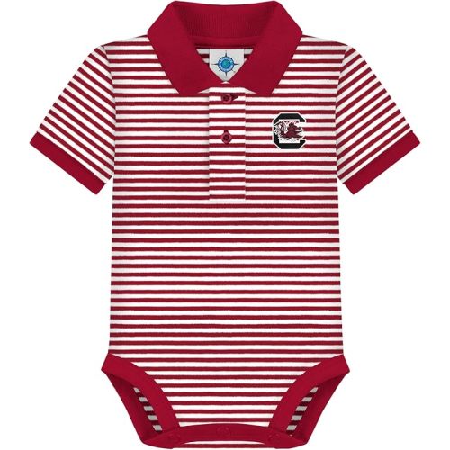 Creative Knitwear College Baby Striped Polo Bodysuit - Team Logo, Multiple Colors, for Boys & Girls (0-12 Months)