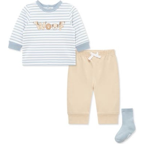 Woof Stripe Shirt, Joggers & Socks Set, 3M