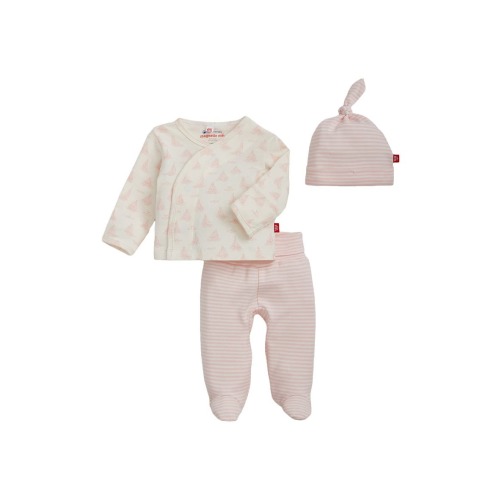 Tiny Tides Organic Cotton Top, Footed Pants & Hat Set