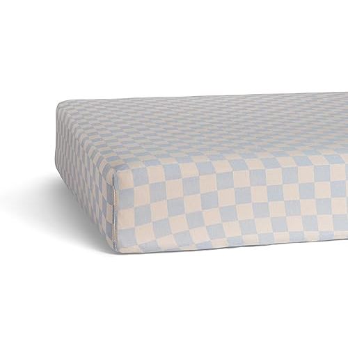 Parker Baby Soft & Durable Fitted Baby Crib Sheets | Snug Fit for Standard Crib Mattresses | Stormy Blue Checker