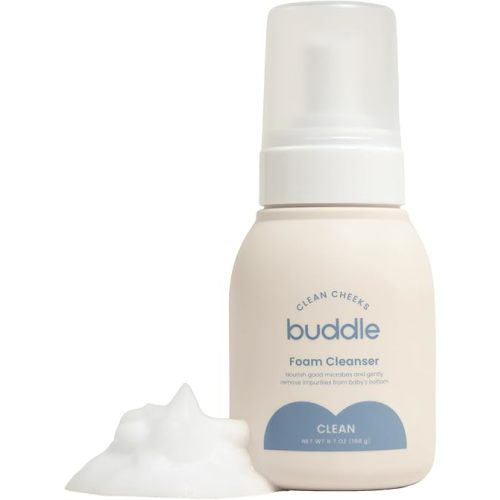 Buddle Clean Cheeks Baby Micellar No-Rinse Foam Cleanser for Diaper Changes, Microbiome Friendly and Gentle for Sensitive Skin, Paraben & Fragrance Free, 6.7oz