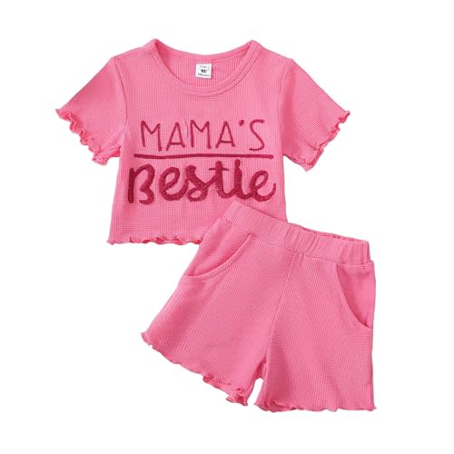 Mikrdoo Baby Girl Clothes Toddler Girl Summer Outfits Shirts Tops Ripped Denim Shorts Set Little Girl Clothes
