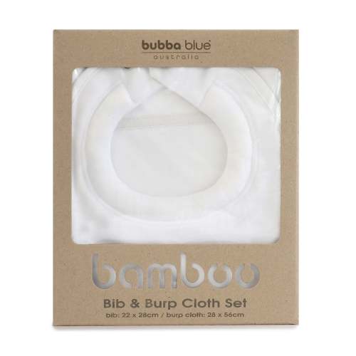 Bamboo White Bib & Burp Cloth Set – Bubba Blue Australia