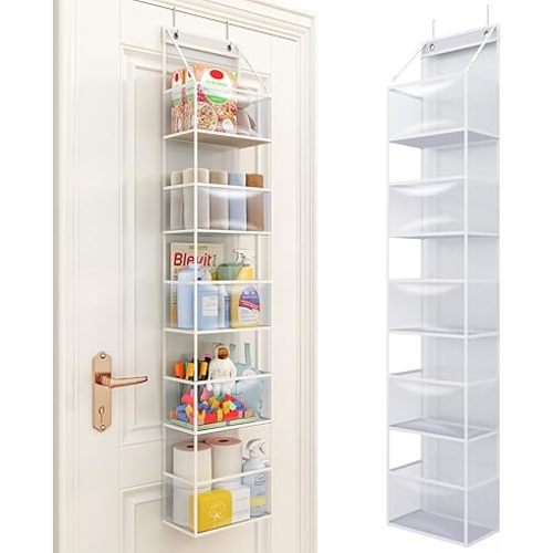 Fixwal 5-Shelf Over The Door Hanging Pantry Organizer, Room Organizer with Clear Plastic Pockets, 25lb Ultra Sturdy & Large Capacity for Closet, Bedroom, Nursery, Bathroom and Sundries