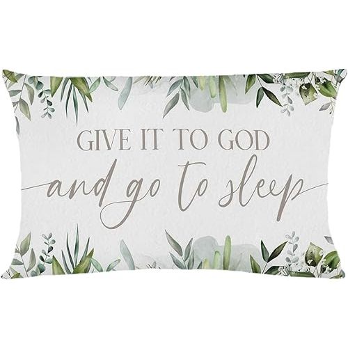 Give It to God and Go to Sleep Throw Pillow Cover 12 X 20 Inch Bed Decorative Pillow Cover Christian Prayer Room Decorative Cushion Cover for Home Bedroom
