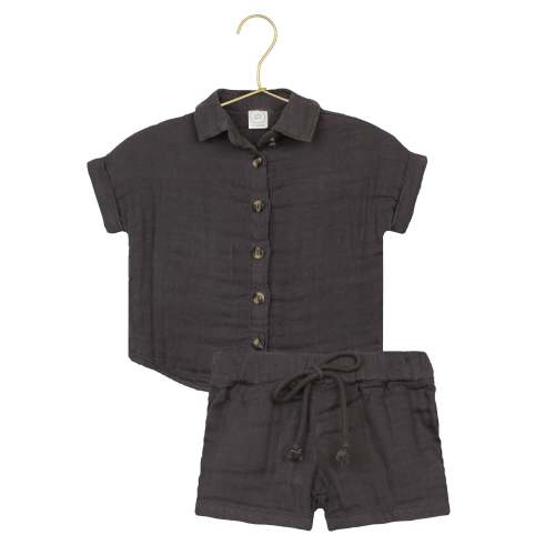 Cloud Muslin™ Shirt + Short Set - Charcoal