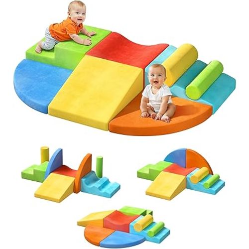 Twinkoo Extra Large 8-Piece Soft Climbing Toys for Toddlers, Foam Climbing Block Set with Jumbo Size, Boosts Motor Skills & Color Coordination, Safe Indoor Toy for Child Development
