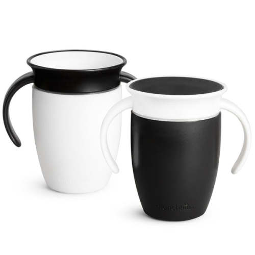 Miracle® 360° Trainer Cup, Black & White, 7oz, 2pk | Munchkin
