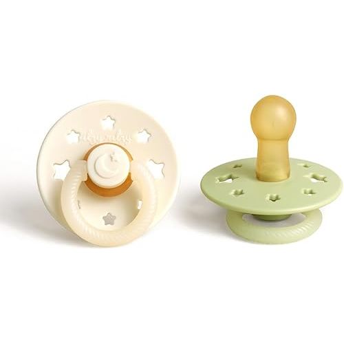 Itzy Ritzy Natural Rubber Pacifiers (Set of 2) – Baby Pacifiers with Cherry-Shaped Nipple & Large Air Holes for Added Safety – Set of 2 Glow in The Dark Binkies (Ages 6-18 Months)