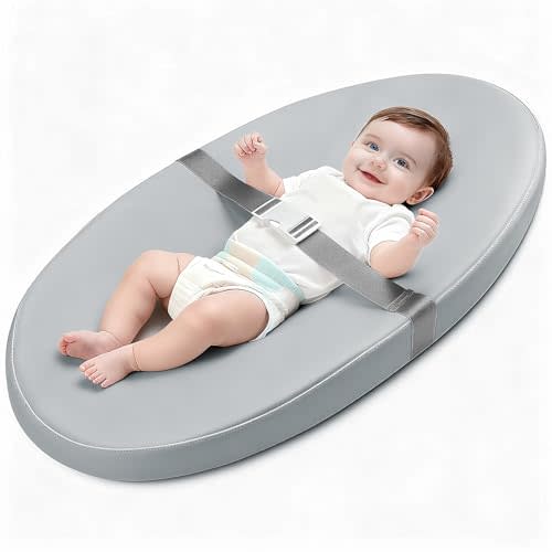 Baby Diaper Changing Pad, Wipeable Baby Changing Pad for Dresser, Contoured Waterproof Changing Pad with PU Cover, Non-Slip Safety Belt & Bottom, Portable, Lightweight