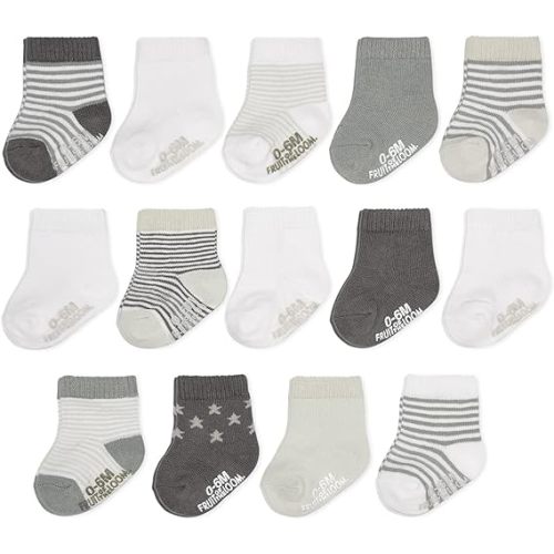 Fruit of the Loom Baby & Toddler Grow & Fit Flex Zones Cotton Stretch Socks - Unisex, Girls, Boys