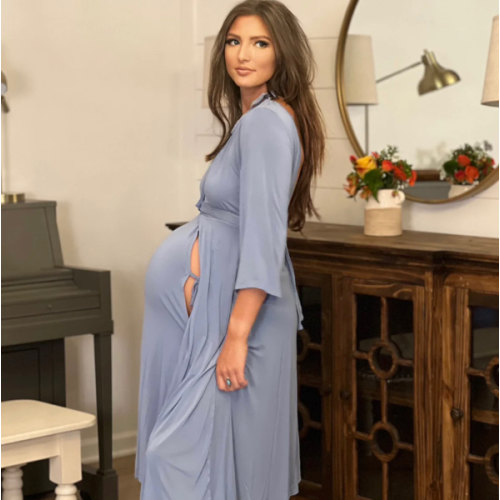 Lila Labor & Postpartum Gown in Periwinkle Blue